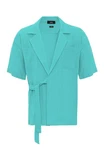 Antioch Blusenshirt Side Tie Shirt Türkis/Hellblau/Grün/Blau