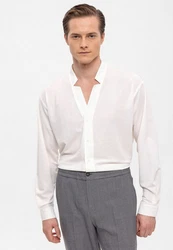 Antioch Blusenshirt Standing Collar Long Sleeve Shirt Weiß/Creme