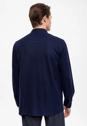Antioch Blusenshirt Standing Collar Long Sleeve Shirt Dunkelblau/Blau