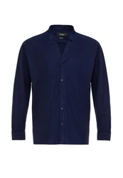 Antioch Blusenshirt Standing Collar Long Sleeve Shirt Dunkelblau/Blau