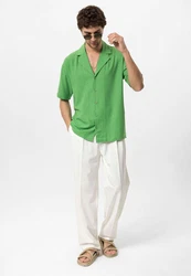 Antioch Blusenshirt Lapel Collar Short Sleeve Shirt 