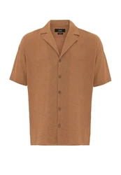 Antioch Blusenshirt Lapel Collar Short Sleeve Shirt Braun/Beige