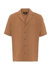 Antioch Blusenshirt Lapel Collar Short Sleeve Shirt Braun/Beige