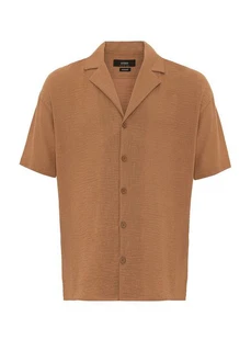 Antioch Blusenshirt Lapel Collar Short Sleeve Shirt Braun/Beige