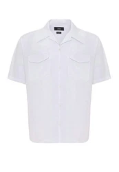 Antioch Blusenshirt Lapel Collar Short Sleeve Shirt Weiß/Dunkelblau/Grau