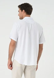 Antioch Blusenshirt Lapel Collar Short Sleeve Shirt Weiß/Dunkelblau/Grau
