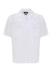 Antioch Blusenshirt Lapel Collar Short Sleeve Shirt Weiß/Dunkelblau/Grau