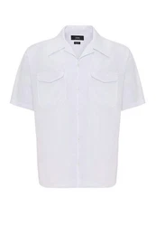 Antioch Blusenshirt Lapel Collar Short Sleeve Shirt Weiß/Dunkelblau/Grau