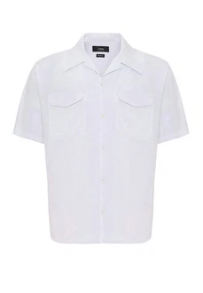 Antioch Blusenshirt Lapel Collar Short Sleeve Shirt Weiß/Dunkelblau/Grau Antioch Blusenshirt Lapel Collar Short Sleeve Shirt Weiß/Dunkelblau/Grau