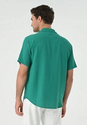 Antioch Blusenshirt Lapel Collar Short Sleeve Shirt Türkis/Grün/Dunkelgrün