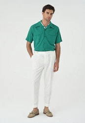 Antioch Blusenshirt Lapel Collar Short Sleeve Shirt Türkis/Grün/Dunkelgrün