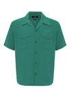 Antioch Blusenshirt Lapel Collar Short Sleeve Shirt Türkis/Grün/Dunkelgrün