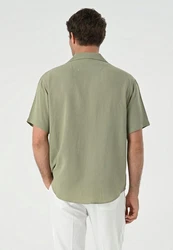 Antioch Blusenshirt Lapel Collar Short Sleeve Shirt Dunkelgrün/Grün/Khaki