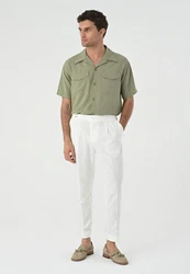 Antioch Blusenshirt Lapel Collar Short Sleeve Shirt Dunkelgrün/Grün/Khaki