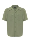 Antioch Blusenshirt Lapel Collar Short Sleeve Shirt Dunkelgrün/Grün/Khaki