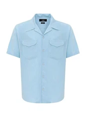Antioch Blusenshirt Lapel Collar Short Sleeve Shirt Hellblau/Blau