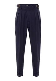 7/8-Strandhose High Waist Pleated Trousers with Buckle Belt detail