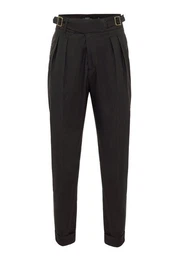 7/8-Strandhose High Waist Pleated Trousers with Buckle Belt detail