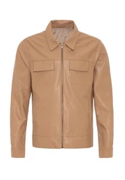 Wintermantel Faux Leather Kent Collar Coat
