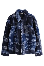 Fleecejacke Fleece-Hemdjacke mit Print (1-St)