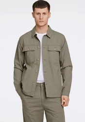 LINDBERGH Hemdjacke Oberhemd Dunkelgrün/Khaki/Beige