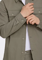 LINDBERGH Hemdjacke Oberhemd Dunkelgrün/Khaki/Beige