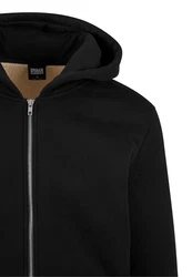 URBAN CLASSICS Bonded Sherpa Zip Hoody Schwarz