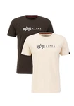 Alpha Industries Rundhalsshirt Label T 2 Pack Braun/Beige/Khaki/Weiß Alpha Industries Rundhalsshirt Label T 2 Pack Braun/Beige/Khaki/Weiß