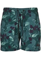 URBAN CLASSICS Badeshorts PatternSwim Shorts Dunkelgrün/Grün