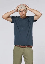 Polo Sylt T-Shirt mit gesticktem Label-Symbol und -Schriftzug Blau/Dunkelblau