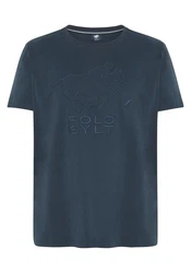 Polo Sylt T-Shirt mit gesticktem Label-Symbol und -Schriftzug Blau/Dunkelblau