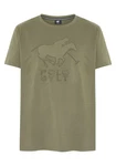 Polo Sylt T-Shirt mit gesticktem Label-Symbol und -Schriftzug Dunkelgrün/Grün/Braun
