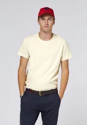 Polo Sylt T-Shirt mit gesticktem Label-Symbol und -Schriftzug Khaki/Beige/Weiß/Gold