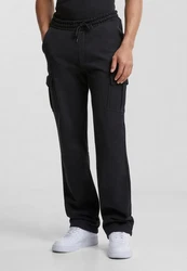 URBAN CLASSICS Cargohose Heavy Straight Leg Cargo Sweatpants Dunkelblau/Schwarz/Khaki