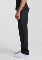 URBAN CLASSICS Cargohose Heavy Straight Leg Cargo Sweatpants Dunkelblau/Schwarz/Khaki