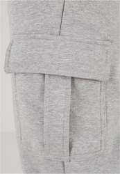URBAN CLASSICS Cargohose Heavy Straight Leg Cargo Sweatpants Hellgrau/Grau