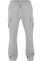 URBAN CLASSICS Cargohose Heavy Straight Leg Cargo Sweatpants Hellgrau/Grau