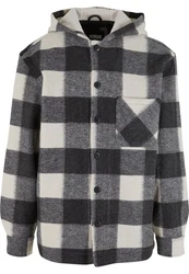 URBAN CLASSICS Allwetterjacke Big Check Jacket With Hood (1) Creme/Grau/Schwarz/Gelb