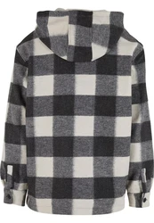URBAN CLASSICS Allwetterjacke Big Check Jacket With Hood (1) Creme/Grau/Schwarz/Gelb