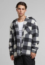 URBAN CLASSICS Allwetterjacke Big Check Jacket With Hood (1) Creme/Grau/Schwarz/Gelb