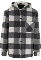 URBAN CLASSICS Allwetterjacke Big Check Jacket With Hood (1) Creme/Grau/Schwarz/Gelb