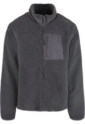 Urban Classics Teddy Jacket With Stand Up Collar (1-St) Dunkelgrau/Hellgrau/Grau