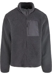 Urban Classics Teddy Jacket With Stand Up Collar (1-St) Dunkelgrau/Hellgrau/Grau
