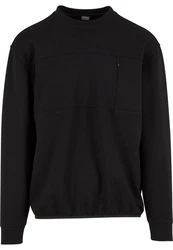 URBAN CLASSICS Rundhalspullover Scuba Zip Pocket Crew Schwarz
