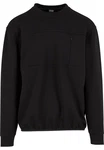 URBAN CLASSICS Rundhalspullover Scuba Zip Pocket Crew Schwarz