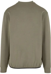 URBAN CLASSICS Rundhalspullover Scuba Zip Pocket Crew Dunkelgrün/Khaki