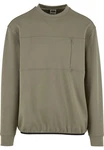 URBAN CLASSICS Rundhalspullover Scuba Zip Pocket Crew Dunkelgrün/Khaki