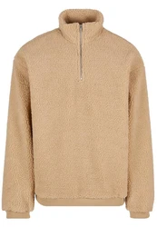 URBAN CLASSICS Kapuzensweatshirt Oversized Teddy Troyer Braun/Beige/Khaki