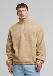 URBAN CLASSICS Kapuzensweatshirt Oversized Teddy Troyer Braun/Beige/Khaki