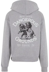 Upscale by Mister Tee Dangerous Grounds Oversize Zip Hoody Dunkelgrau/Grau/Silber/Braun